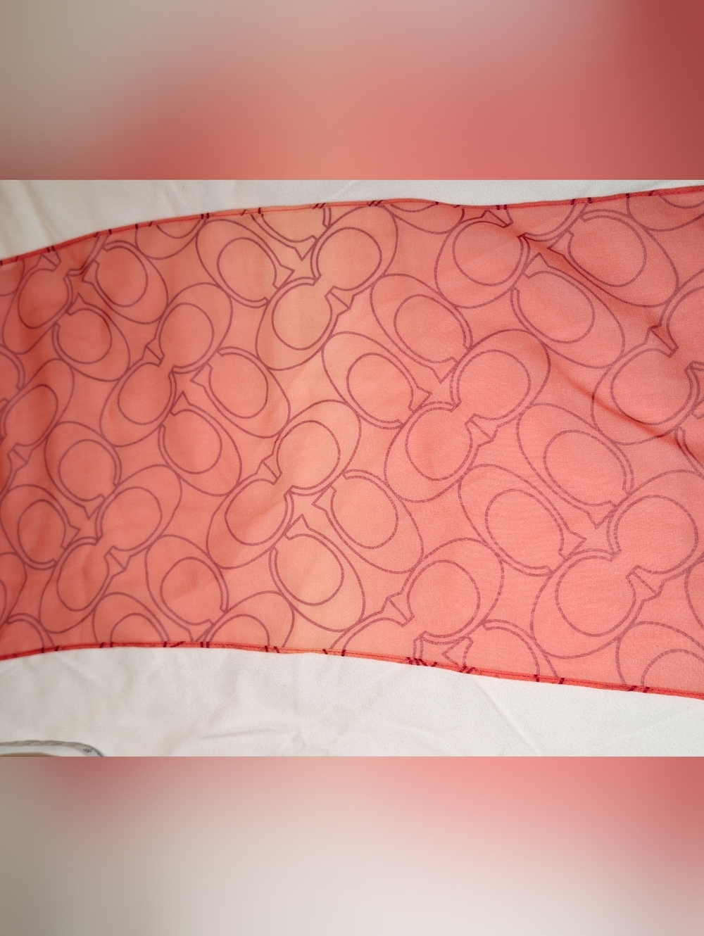 Coach Silk Ombre Sheer Scarf Y2K Red Multi EUC - Picture 3 of 5